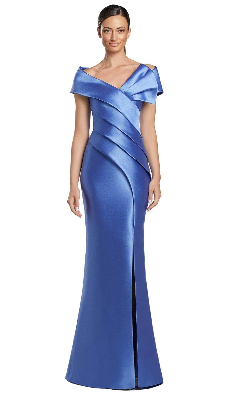 Pleated Bodice Off Shoulder Evening Gown
