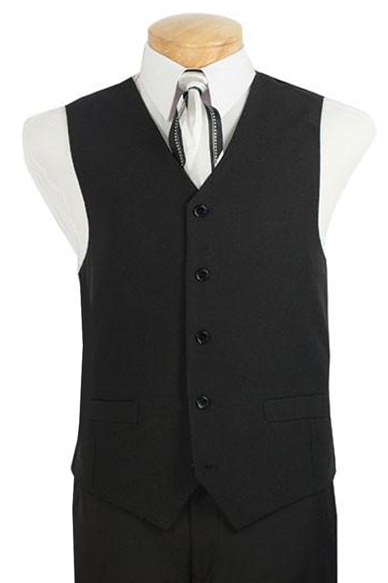Men’s Poplin Suit & Tuxedo Vest in Black
