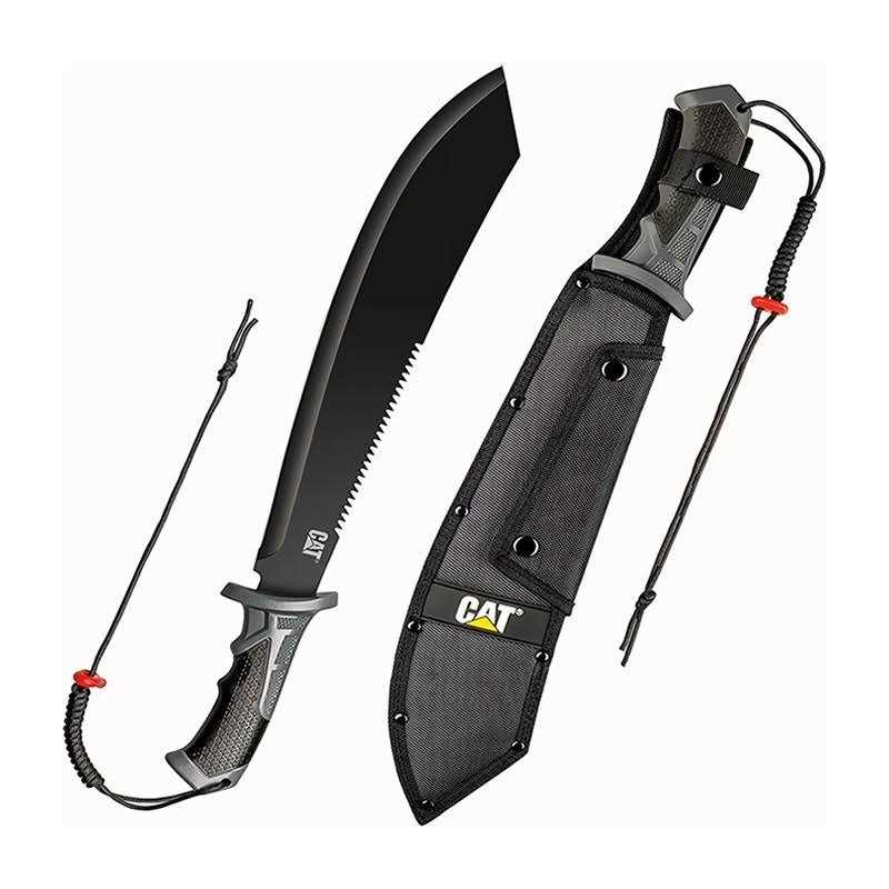 Cat 980691ECT Black Machete 21 Shoulder Strap Sheath, inch, Stainless Steel Blade Knife, Cut Brush Clearing, Hiking, Camping, Gardening 980619ECT