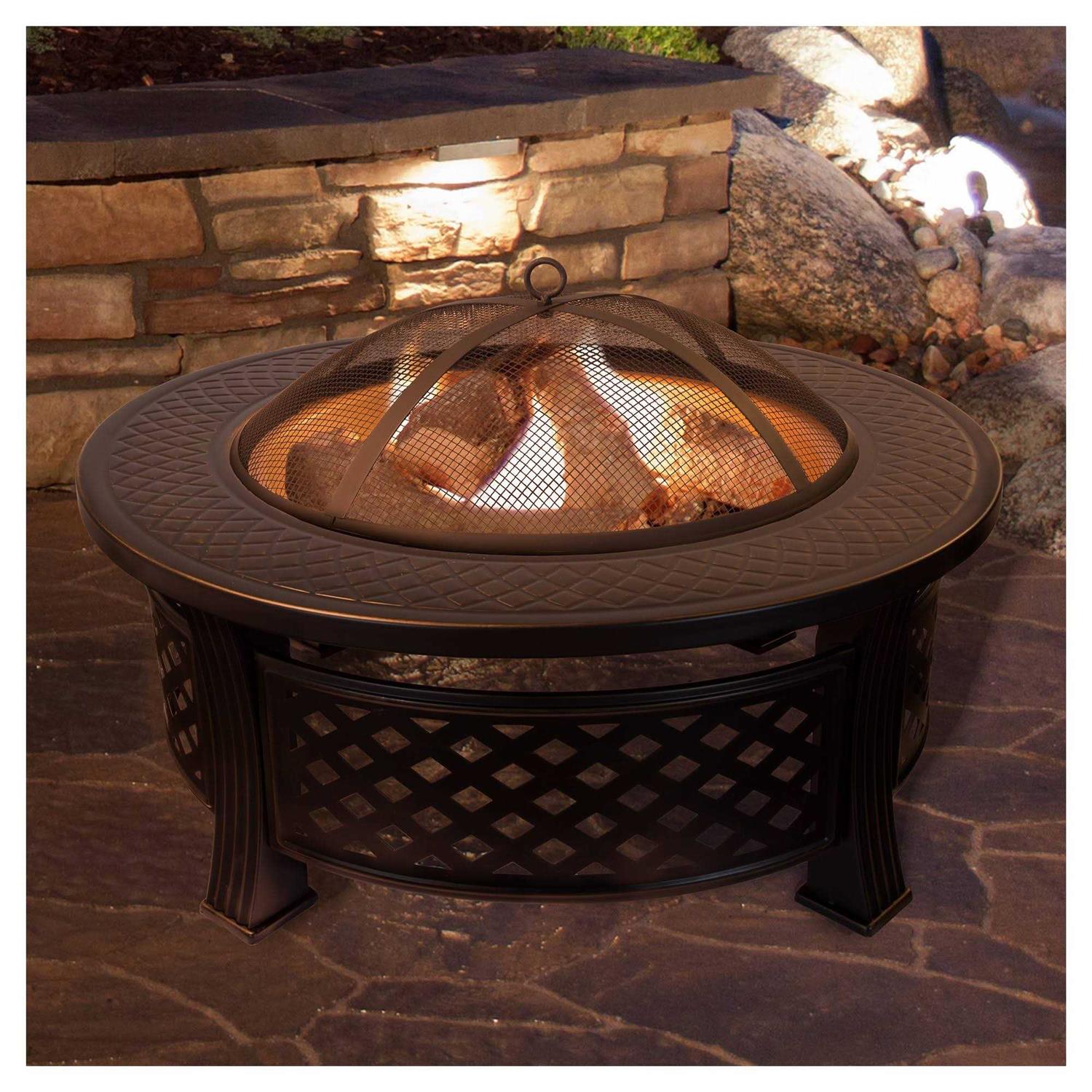 Pure Garden 32 Round Metal Fire Pit
