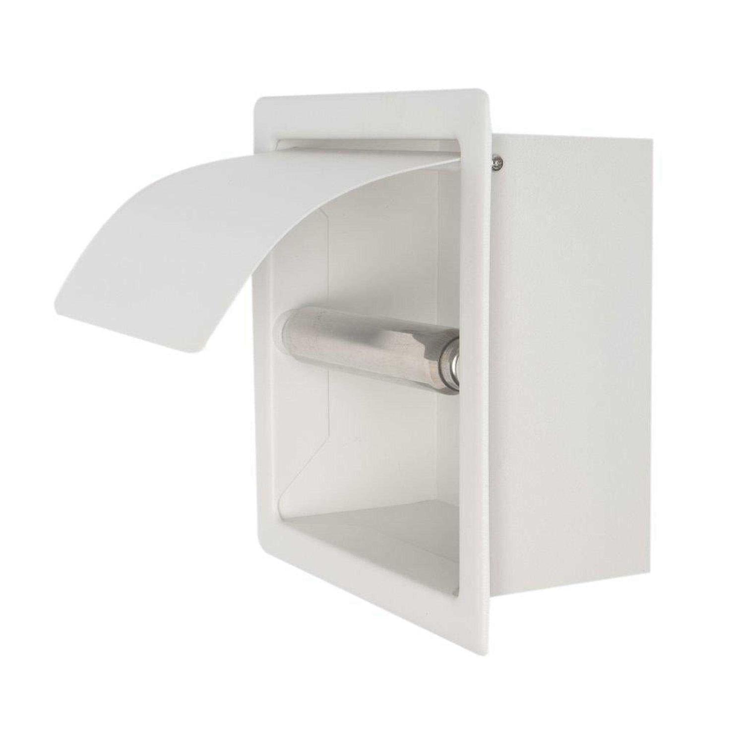 ALFI Brand ABTPC77-W Stainless Steel Recessed Toilet Paper Holder with Cover Matte White