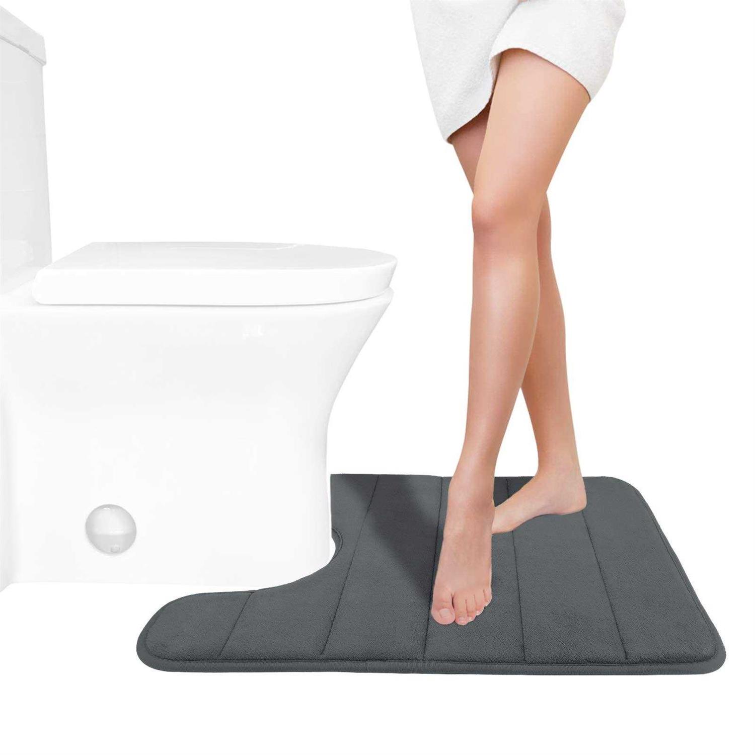 Yimobra Toilet Bath Mat U-Shaped Contour Bathroom Soft and Comfortable