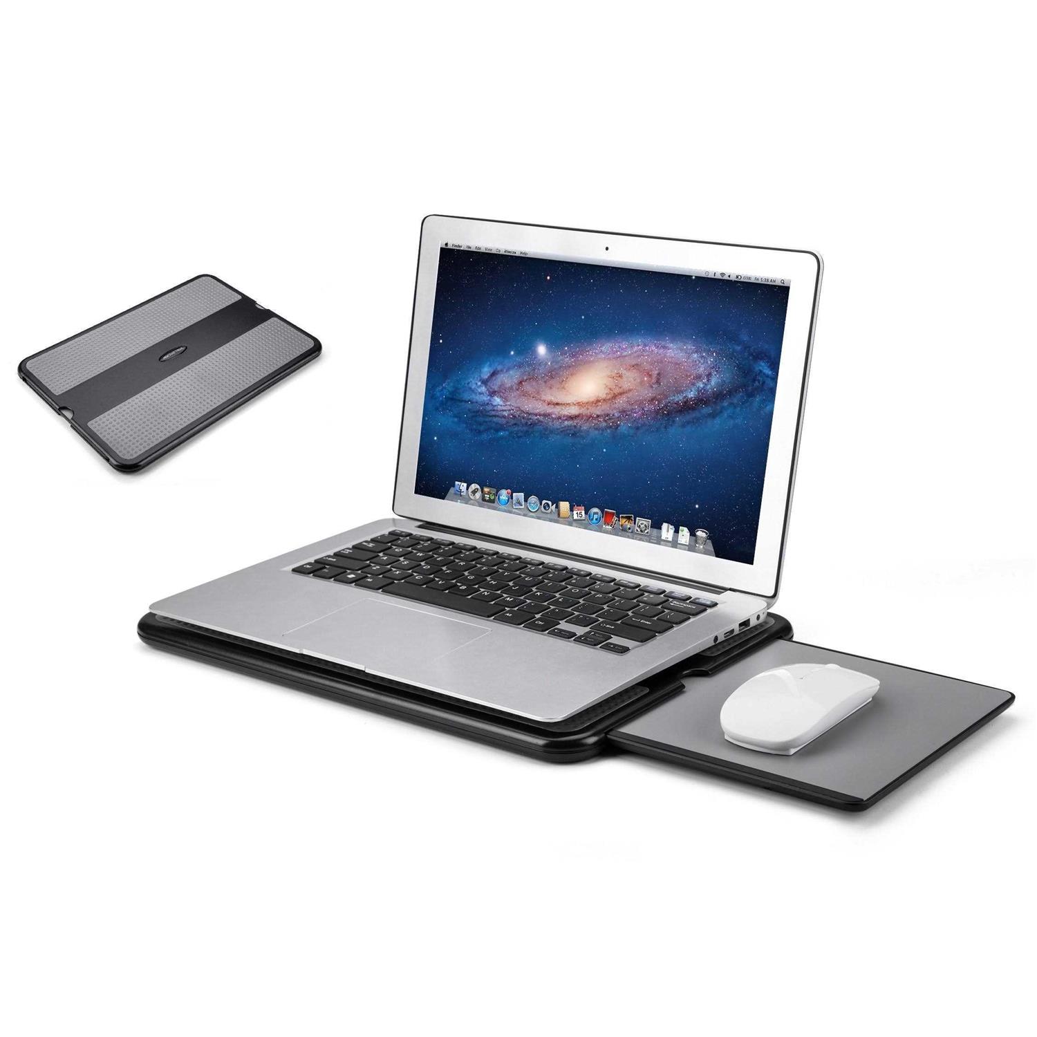 AboveTEK Portable Laptop Lap Desk w/Retractable Left/Right Mouse Pad Tray