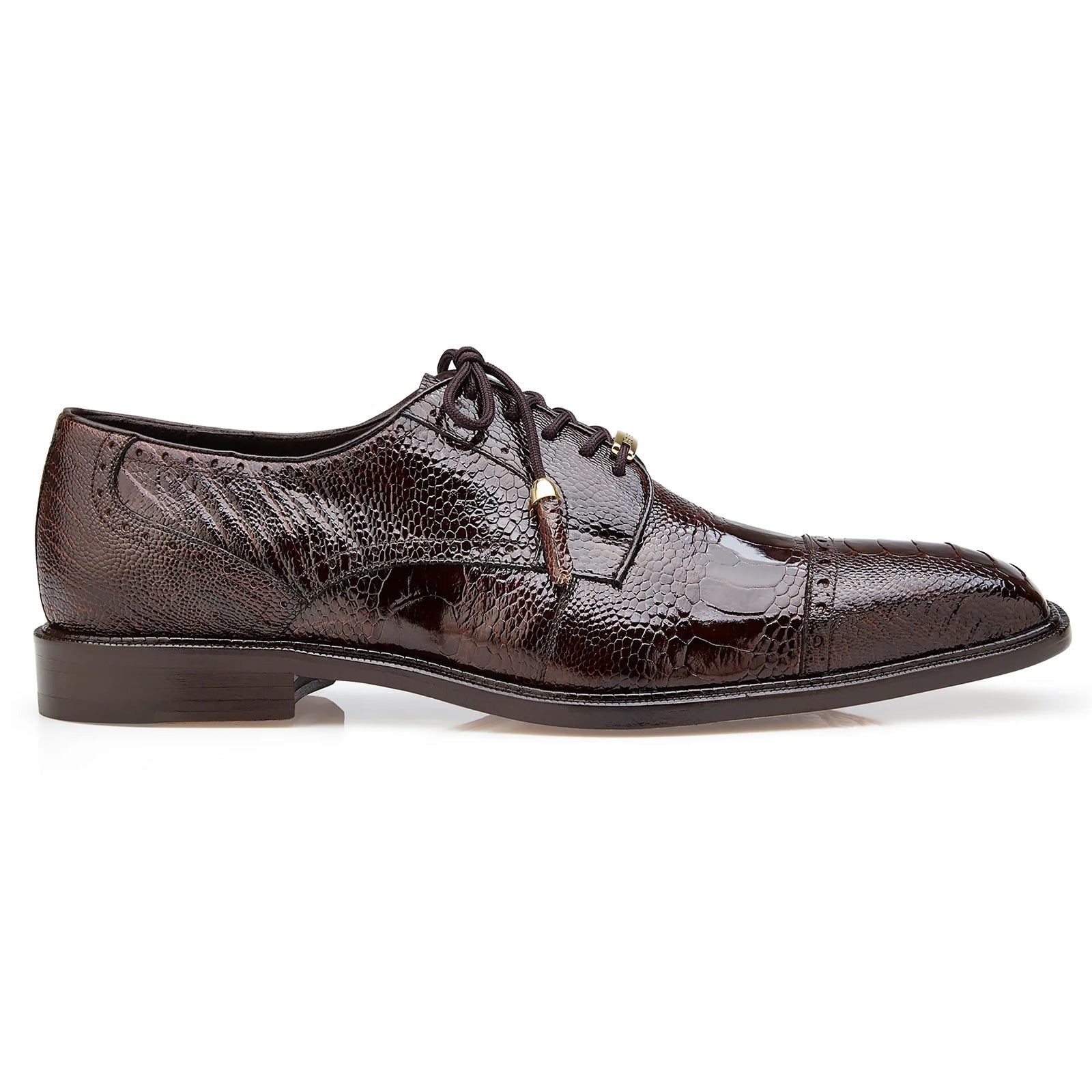 Men’s Belvedere Batta Cap Toe Ostrich Dress Shoe in Brown