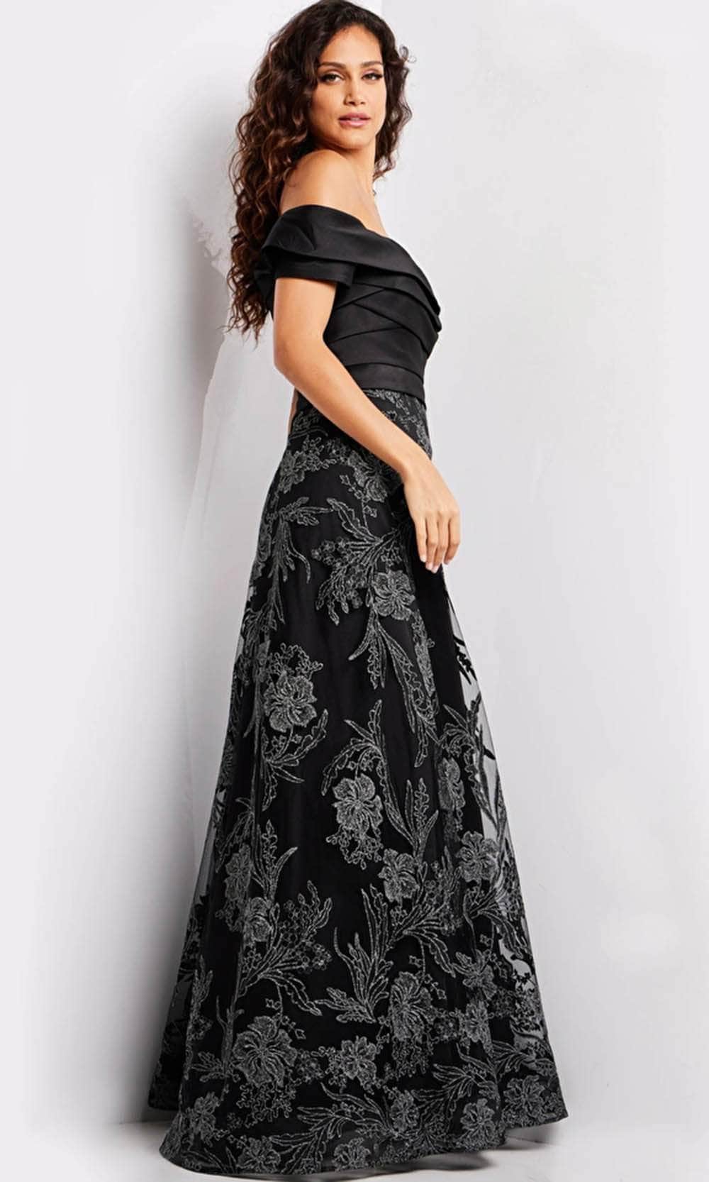 Pleated Sweetheart Evening Gown