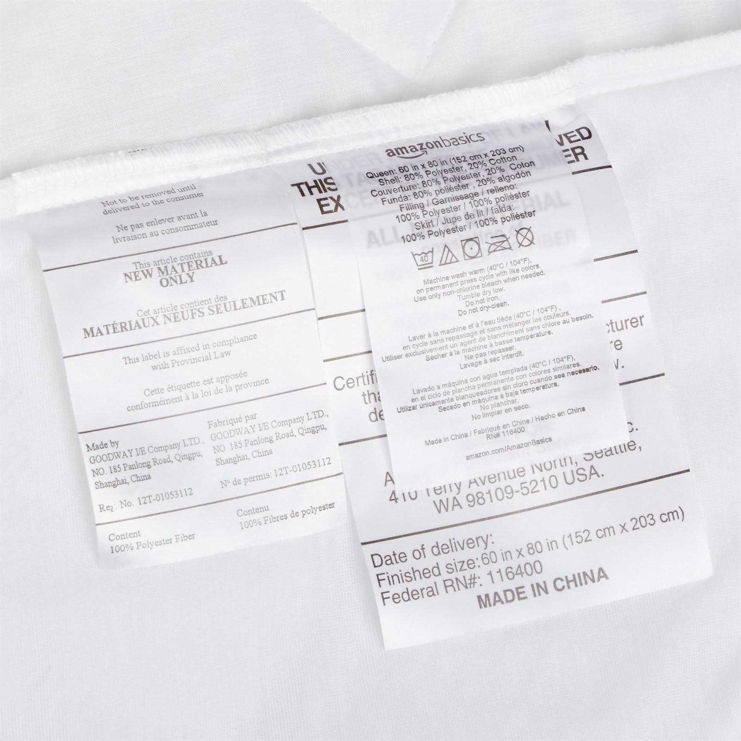 Amazon Basics Hypoallergenic Quilted Mattress Topper Pad