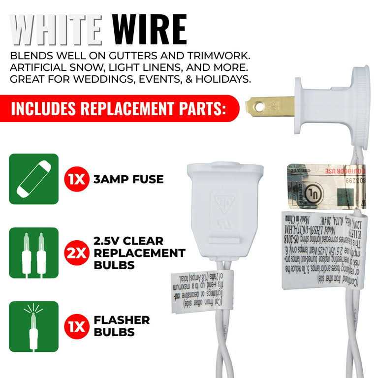 612 Vermont Christmas Lights on a White Wire String, UL Approved Indoor and Outdoor Use