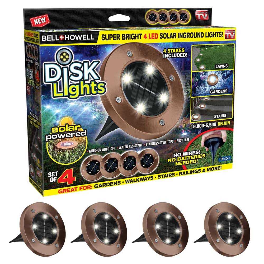 Bell + Howell Outdoor Solar Powered 4 LED Disk Lights