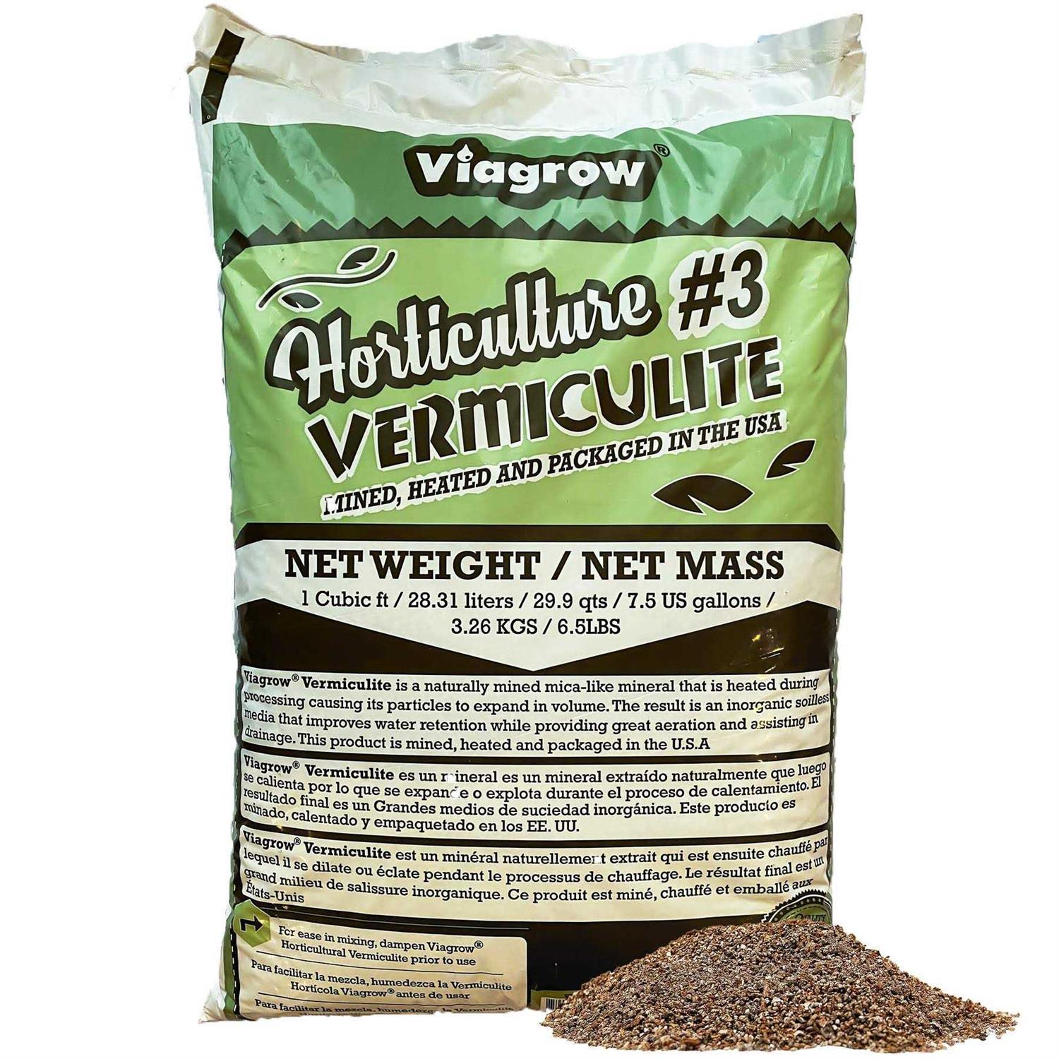 Viagrow Horticultural Vermiculite 29.9 Quarts/ 1 cubic ft / 7.5 gallons / 28.25 liters