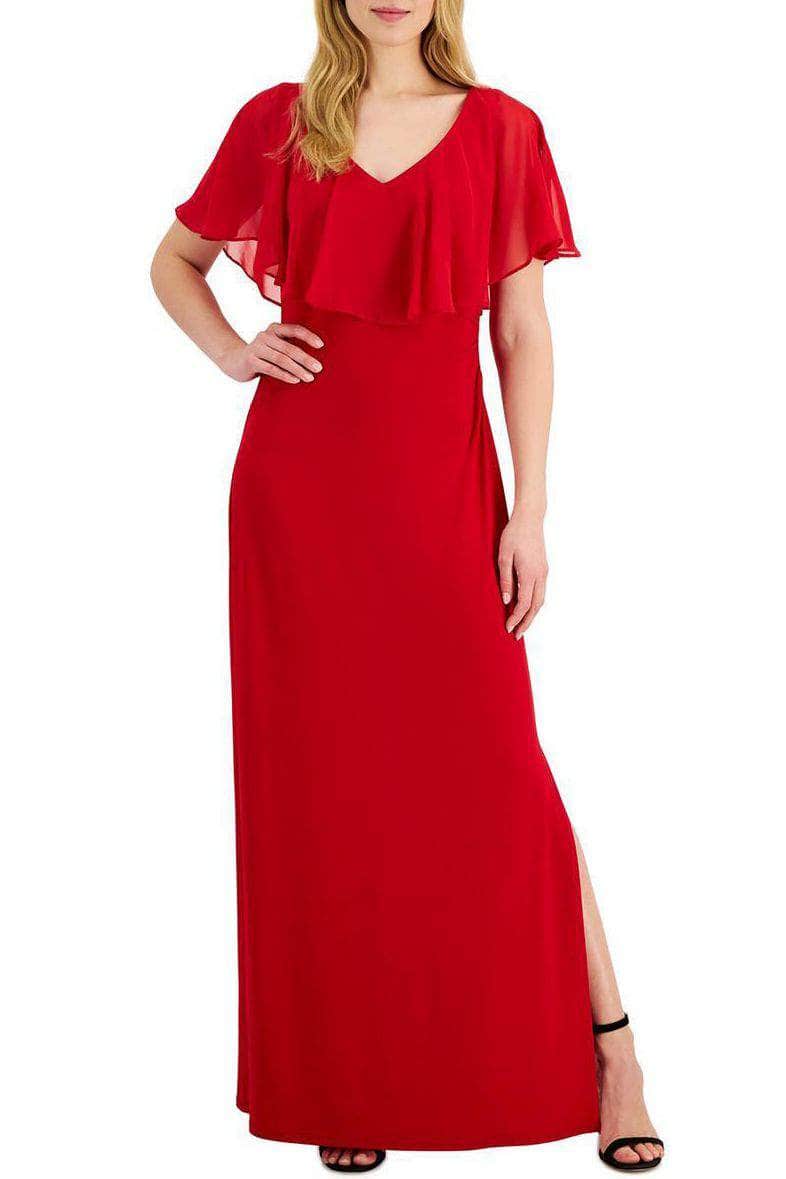 Short Flutter Sleeve Evening Dress