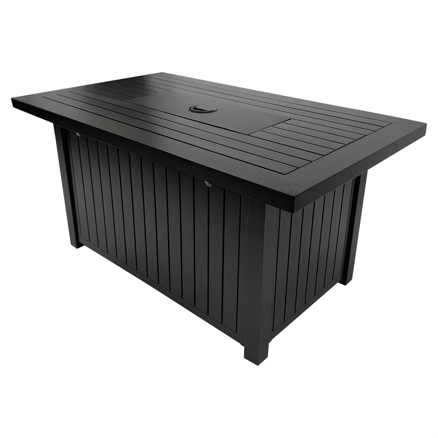 allen + roth 48-in W 40000-BTU Black Steel Propane Gas Fire Pit Table Stainless Steel GAD17103L