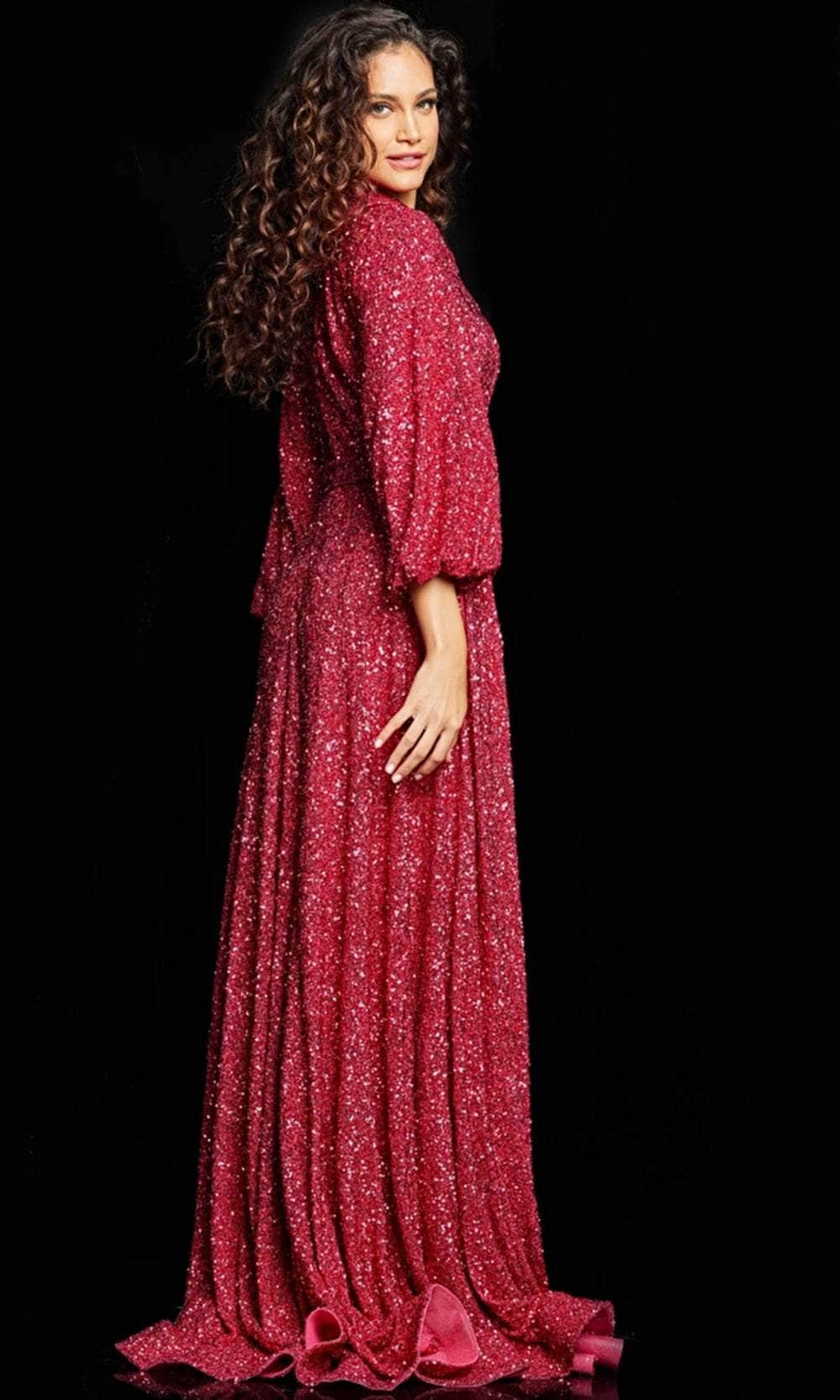 Glitter Bishop Sleeve Evening Dress