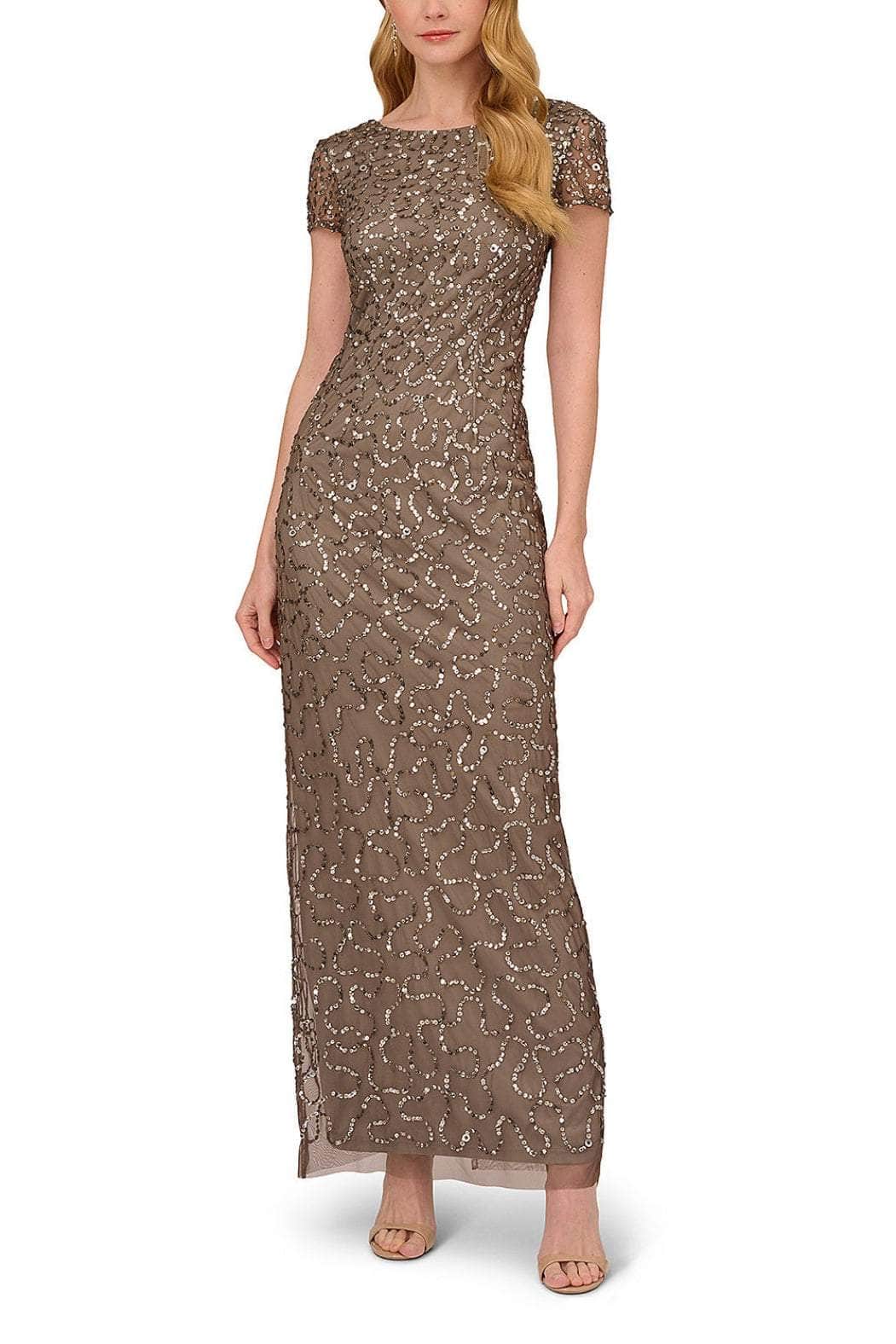 Scoop Back Sequin Evening Gown