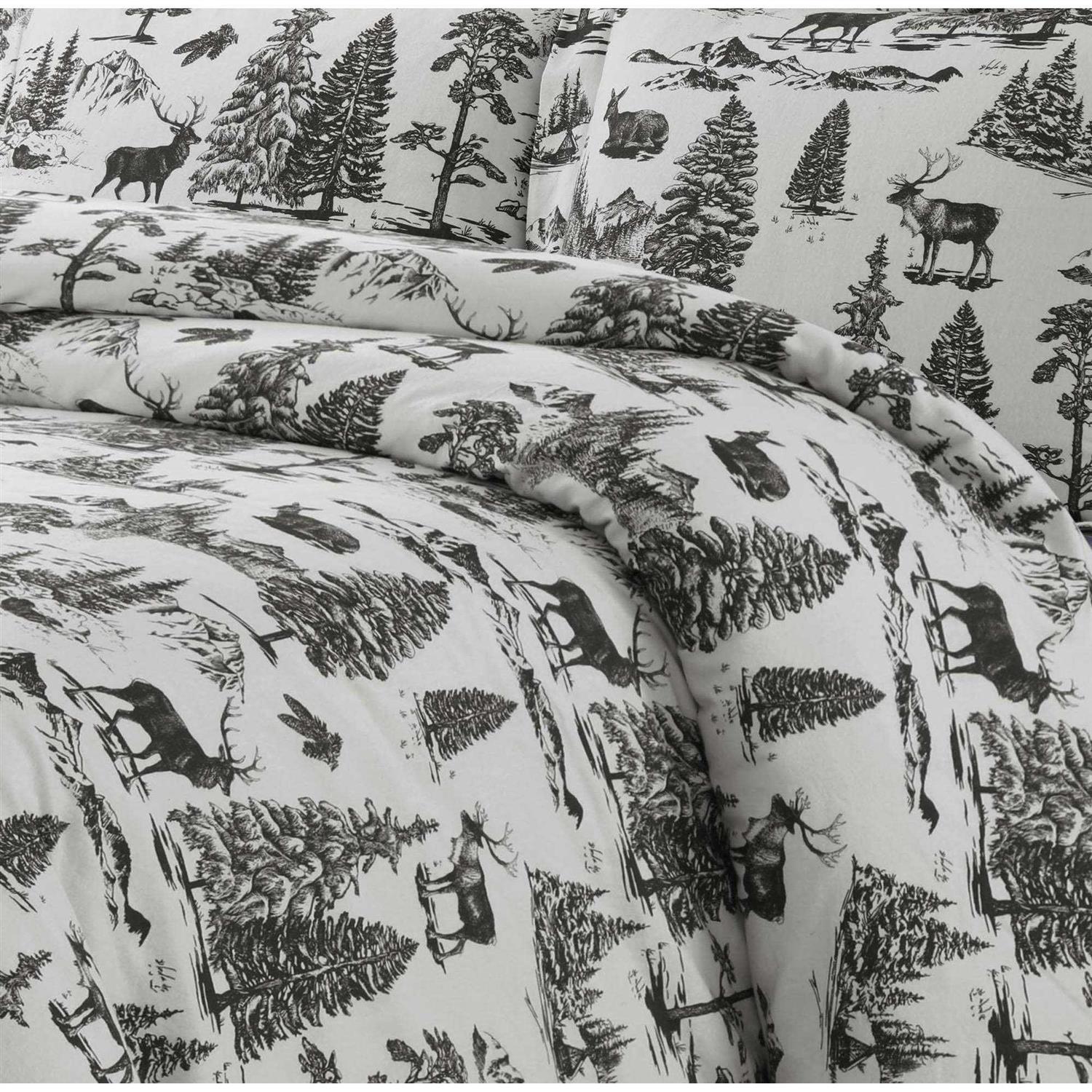 Tribeca Living 200-GSM Heavyweight Flannel Printed Oversized Duvet Cover Set