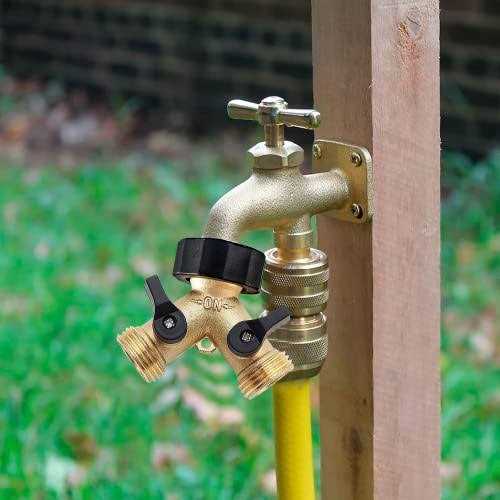 Brass Garden Hose Splitter 2 way Heavy Duty Brass Hose Y Splitter 2 Valves