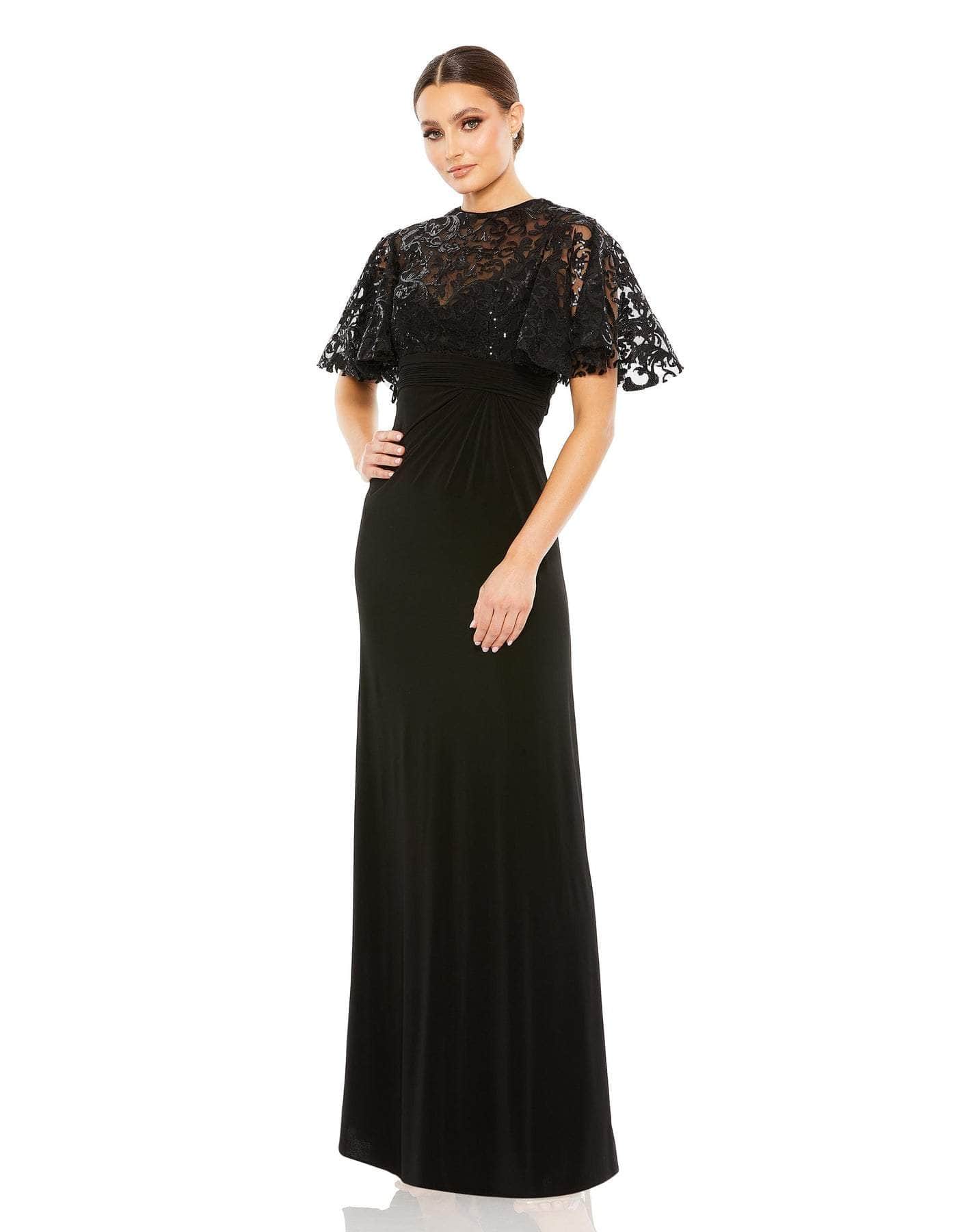 Embroidered Lace Neckline Formal Dress