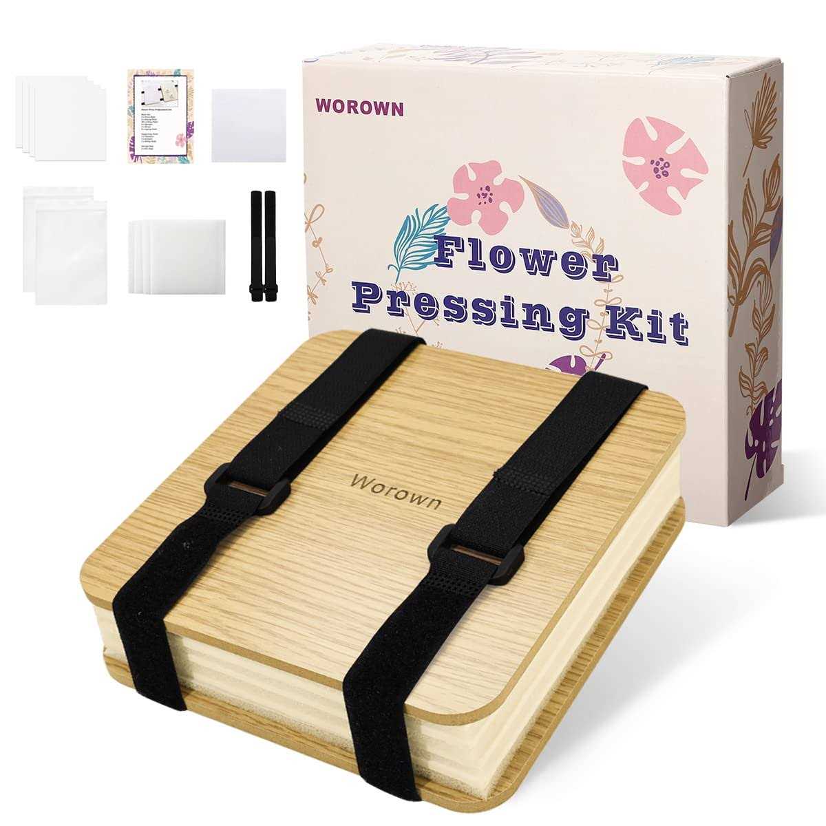 Worown Mini Flower Press Kit Leaf Press Plant Press 6 X 6 Inch 4 Layers Nature Press Kit Including Instructions