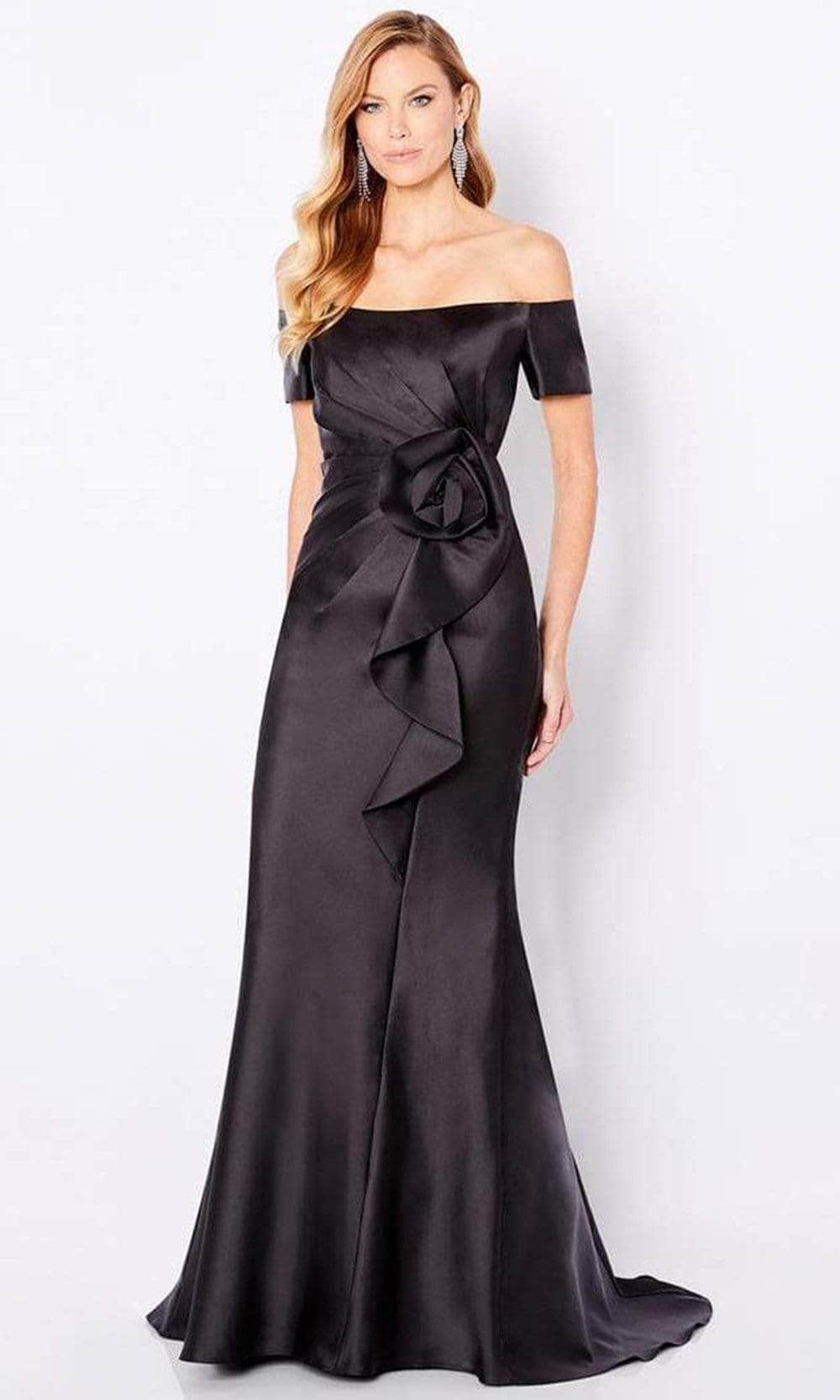 Short Sleeve Mikado Formal Gown