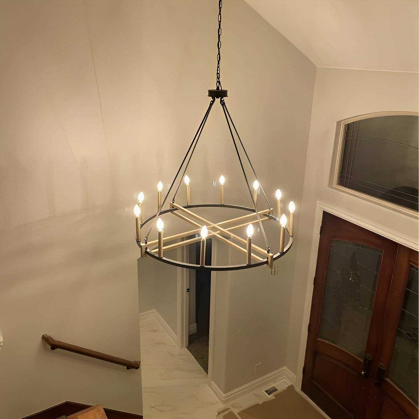 Acroma 12-light 40In Modern Farmhouse Wagon Wheel Chandelier