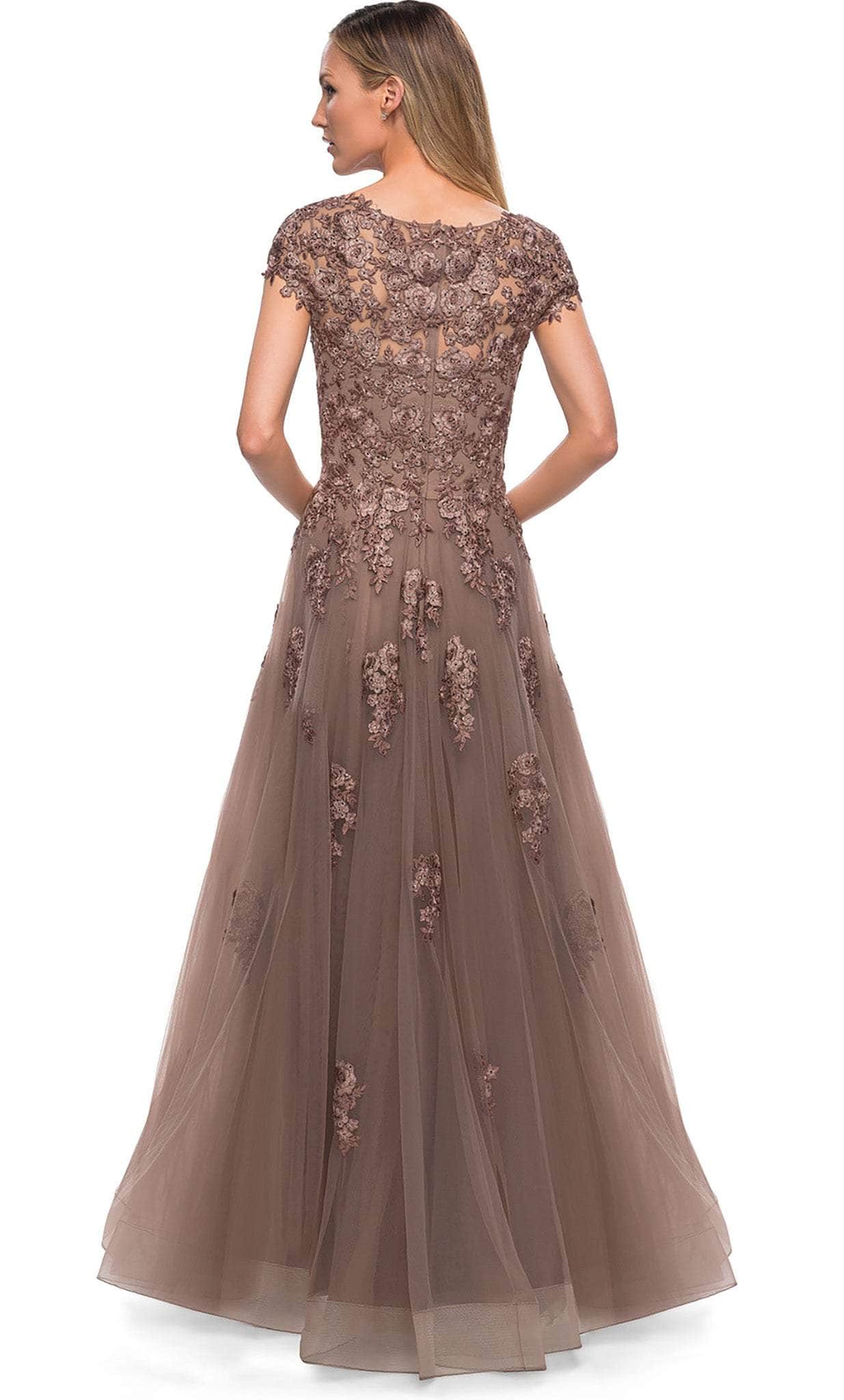 26907 Lace Applique Bateau A-line Dress