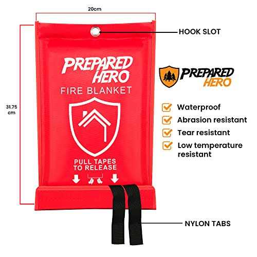 Prepared Hero Emergency Fire Blanket Fire Suppression Blanket for Kitchen