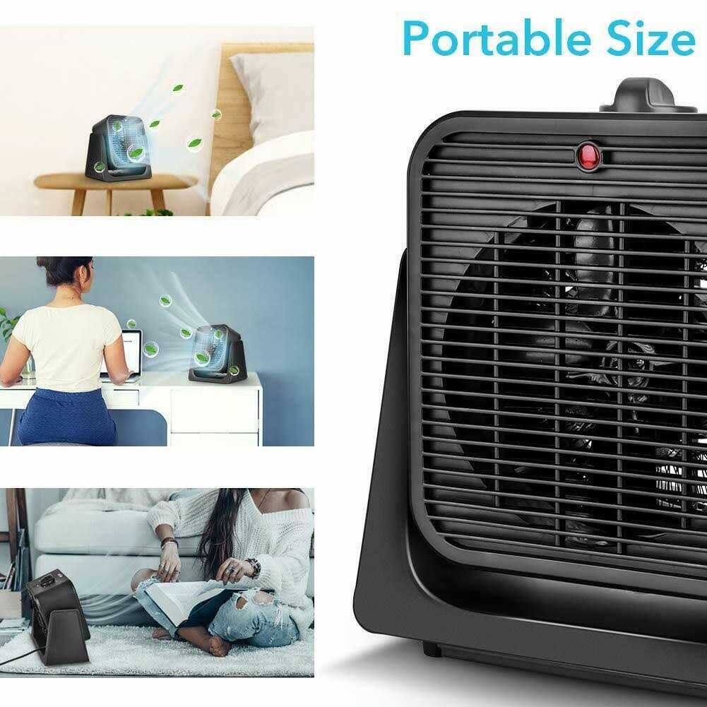 2 in 1 Cooler & Heater Desk Electric Small Cooling and Heating Fan Combo W/ Tip Over & Overheat Protection