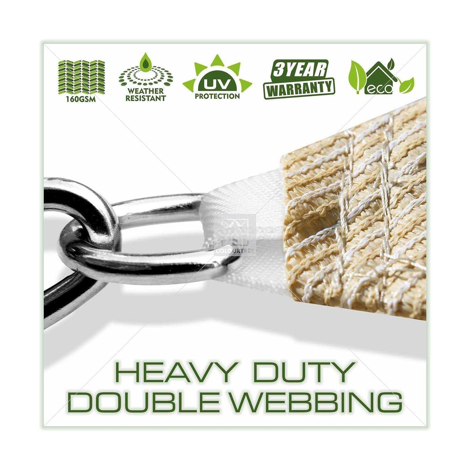 ColourTree 190 GSM Triangle Sun Shade Sail Screen Canopy Outdoor Patio and Pergola Cover