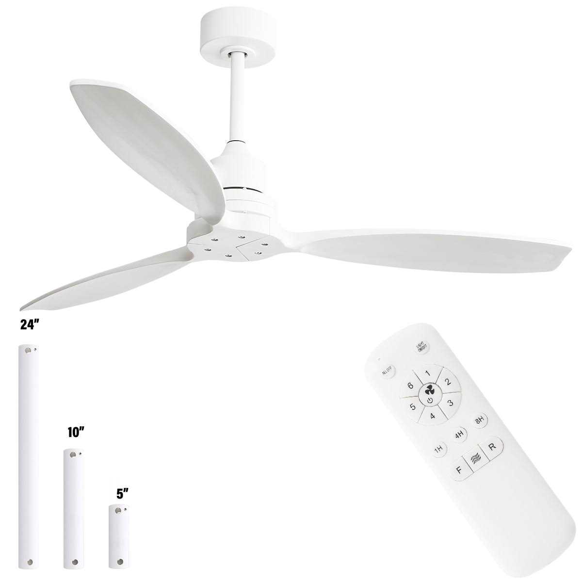 52 inch Modern Solid Wood Ceiling Fan With Remote Control,6 WInd Speed,Reversible Airflow