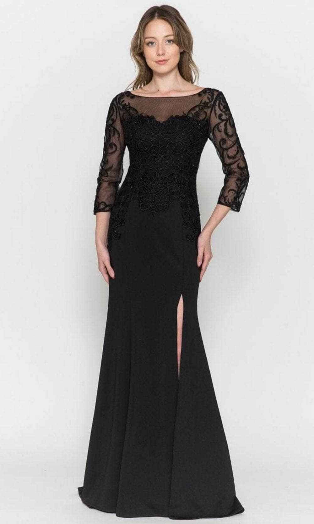 Illusion Quarter Sleeved Formal Dress