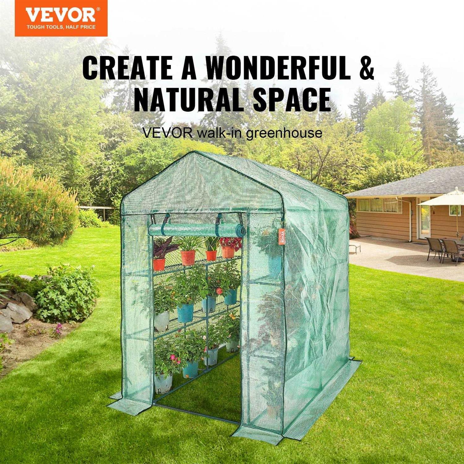 VEVOR Walk-in Greenhouse Portable Green House with Shelves
