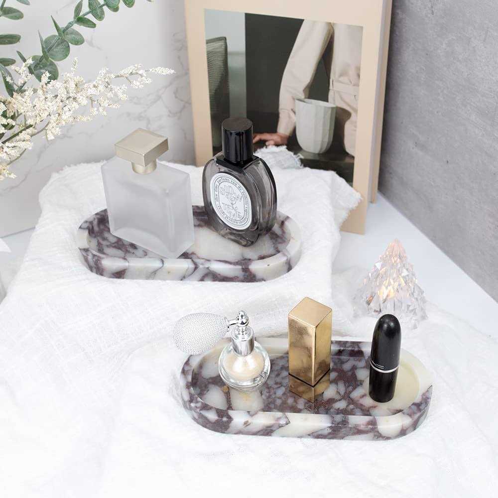 100% Natural Luxury Calaccata Viola Marble Small Hand Towel Tray Holder Organizer for Jewelry