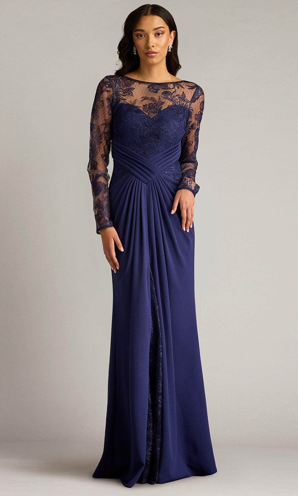 Illusion Bateau Embroidered Formal Gown