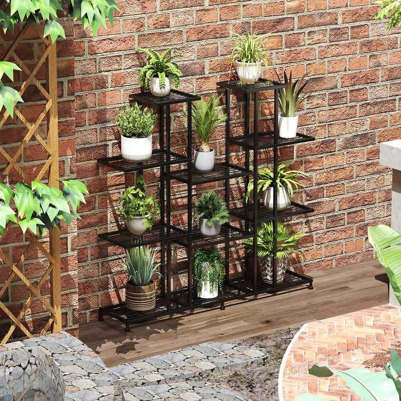 twhep Metal Plant Stand 9 Tiers Multifunctional Plant Stands for Indoor Plants