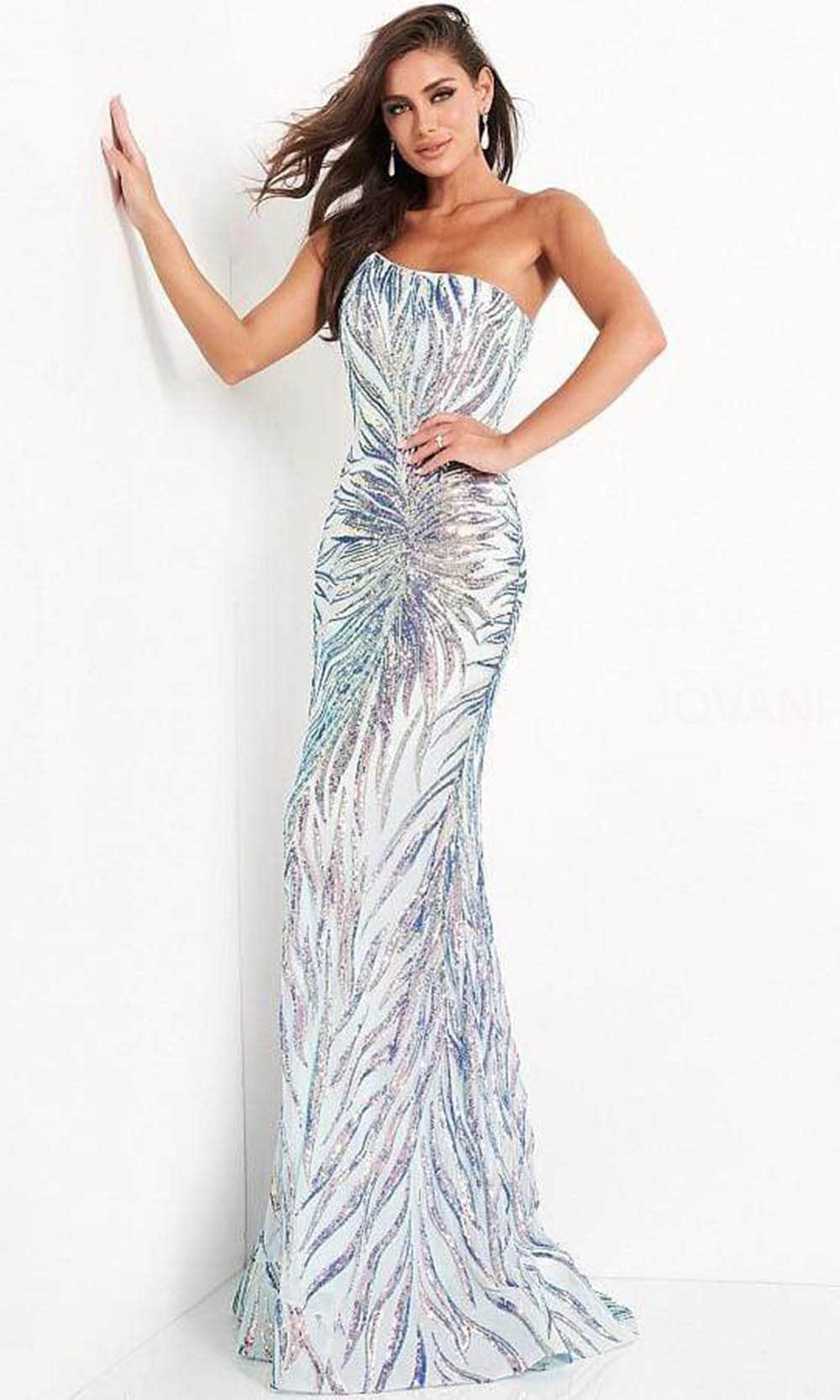 05664 One Shoulder Sequin Sheath Dress