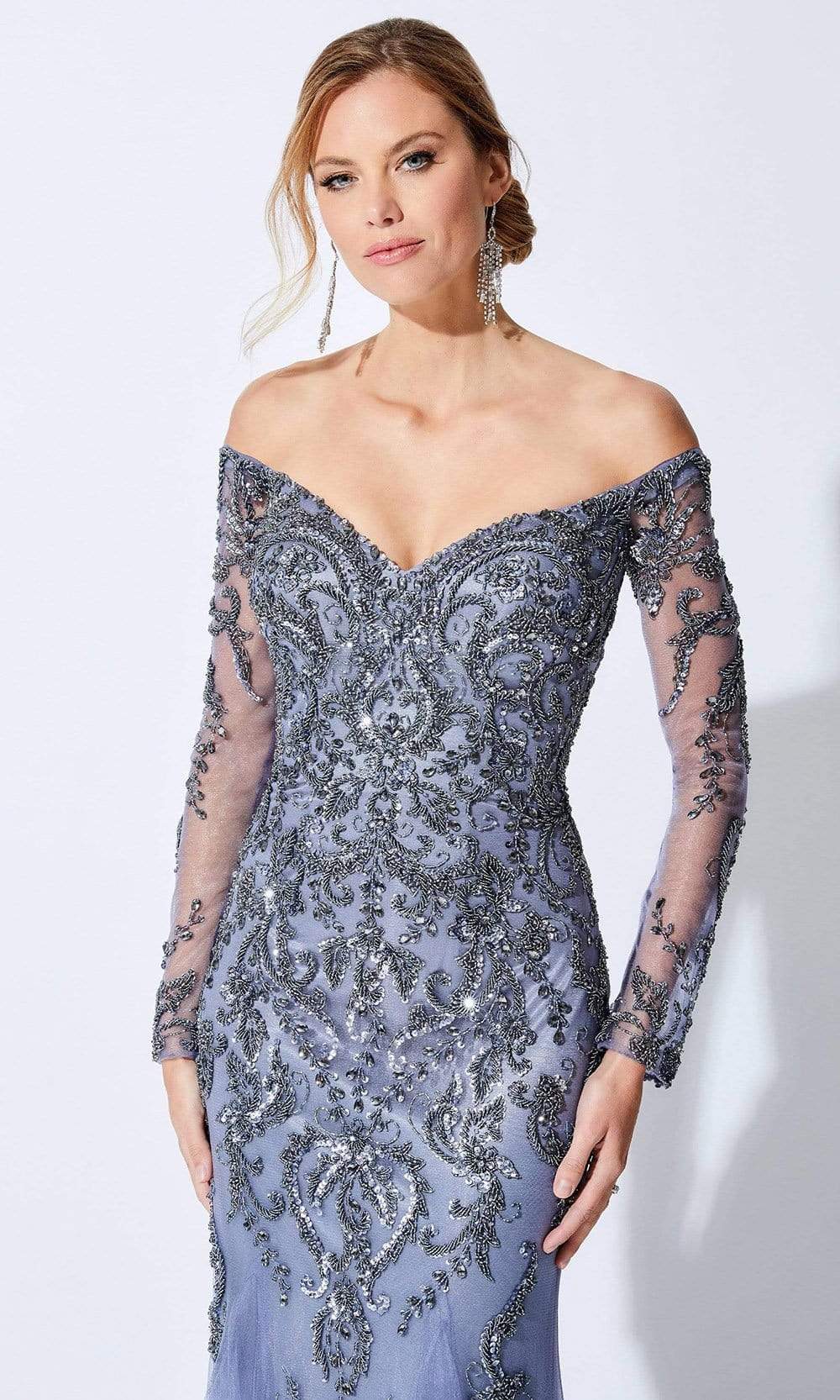 221D48 Off-Shoulder Trumpet Mother of the Bride Dress