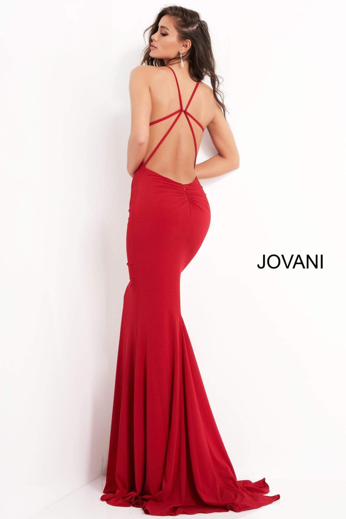 00512 Fitted Strappy Back Prom Dress with Train