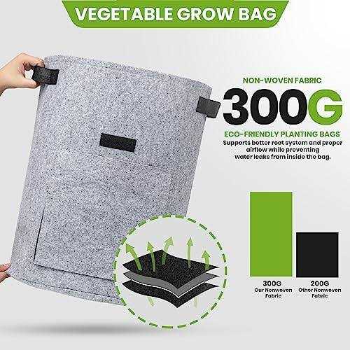 Utopia Home 10-Gallon Potato Grow Bags Pack Foldable, Breathable, and Non-Woven Vegetable Planters – Easy to Move Gardening Pots