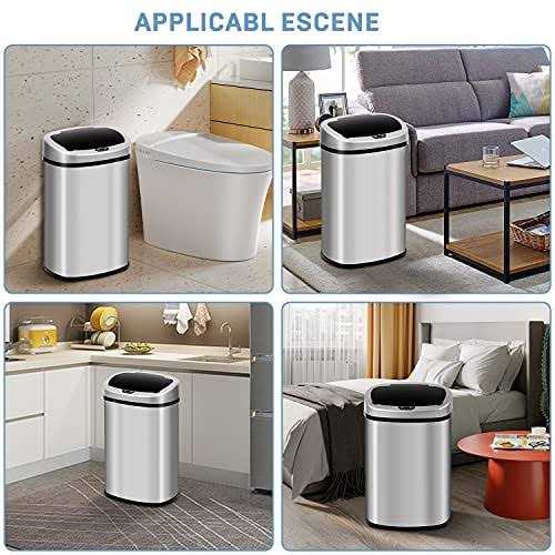 13 Gallon 50 Liter Kitchen Trash Can with Touch-Free & Motion Sensor, Automatic Stainless-Steel Garbage Can, Anti-Fingerprint Mute Designed Trash