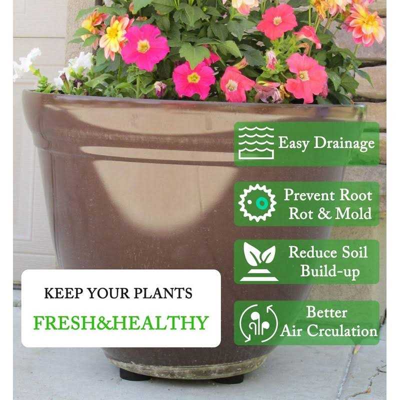 UFelice 24 Pack Invisible Pot Feet with Enhanced Non-Slip Surface Grip Plant Pots and Flowers