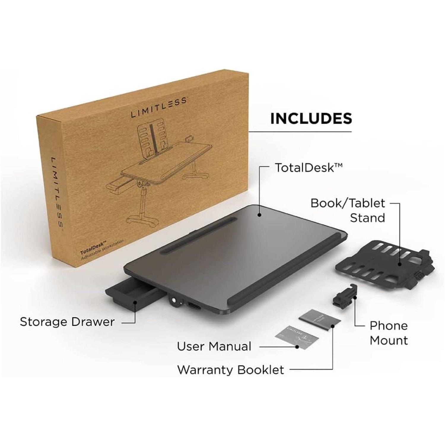 Limitless TotalDesk Portable Workstation Lap Desk Adjustable Height and Tilt