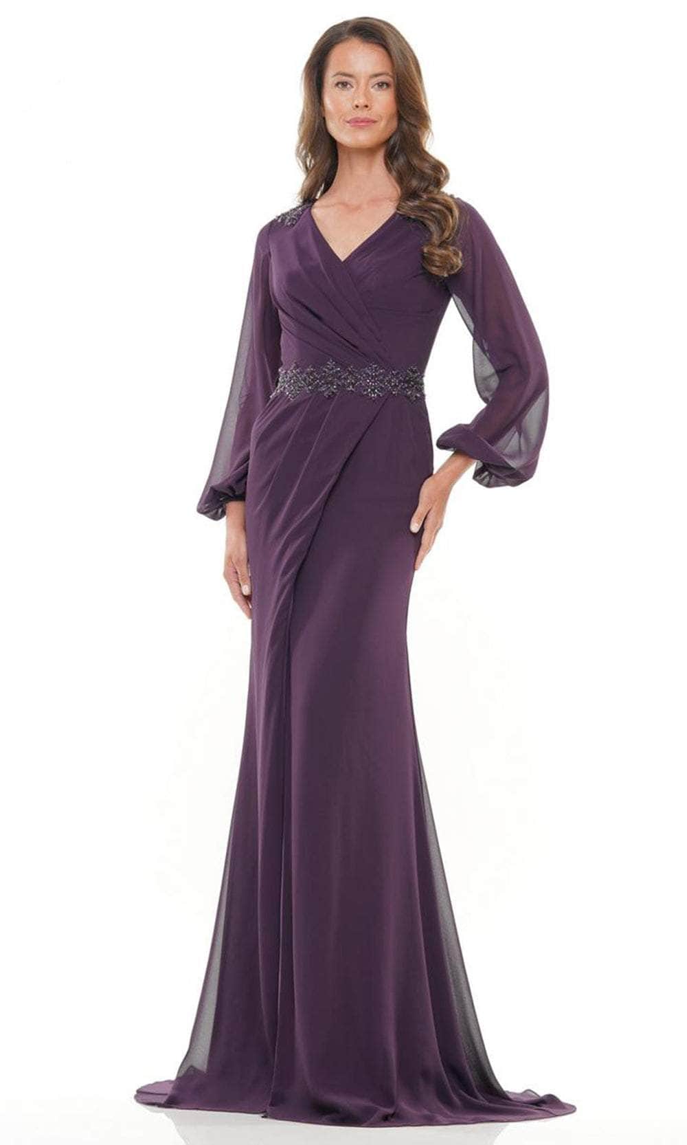 Ballon Long Sleeve V-Neck Long Gown
