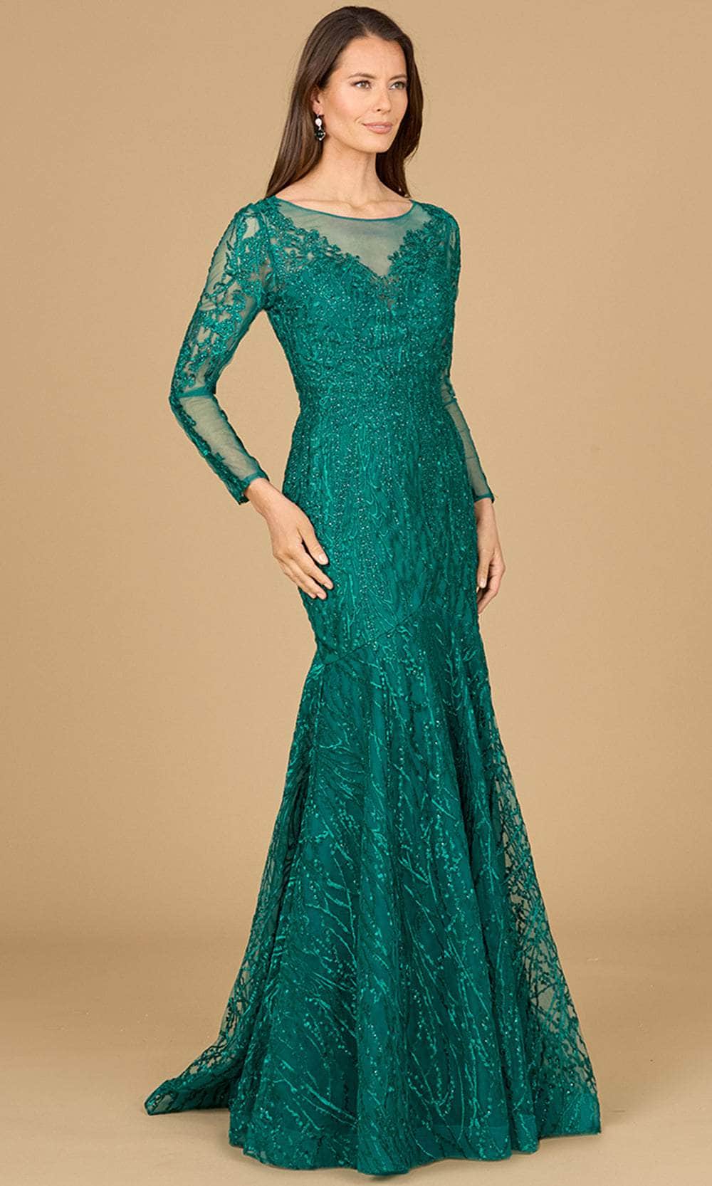 Long Sleeve Applique Evening Gown