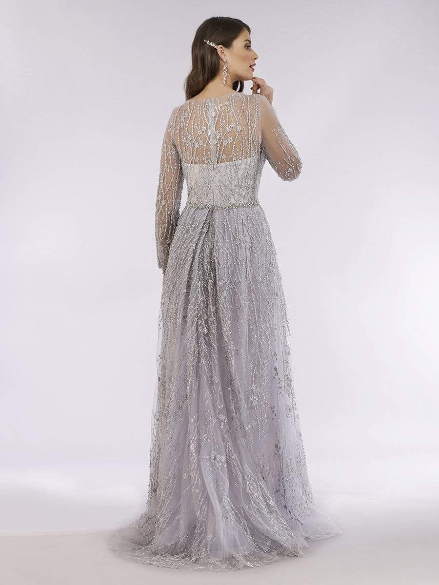 29782 Lace Long Sleeve V-neck A-line Gown