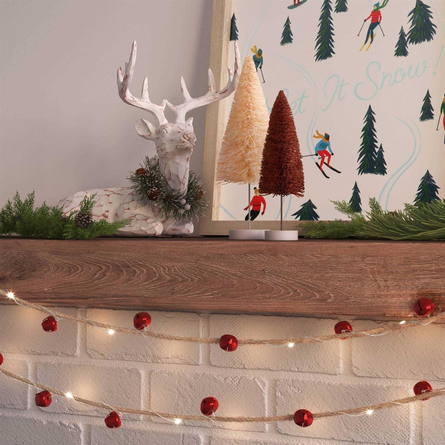 Wondershop 30ct LED Battery Operated Red Bell Dewdrop Christmas Novelty String Lights Warm White Jute Wrapped Wire