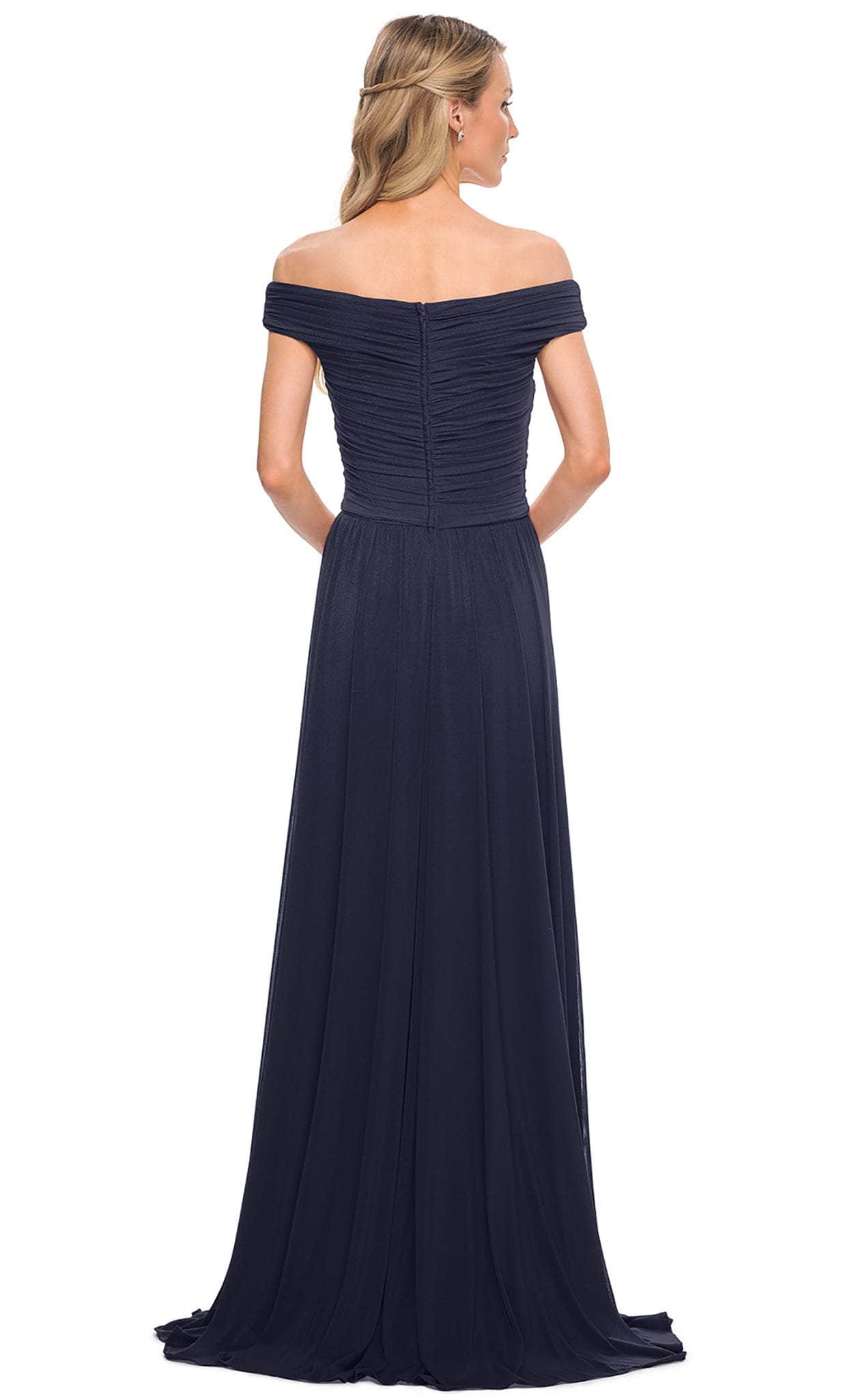 29168 Off Shoulder Ruched Mother of the Bride Dress
