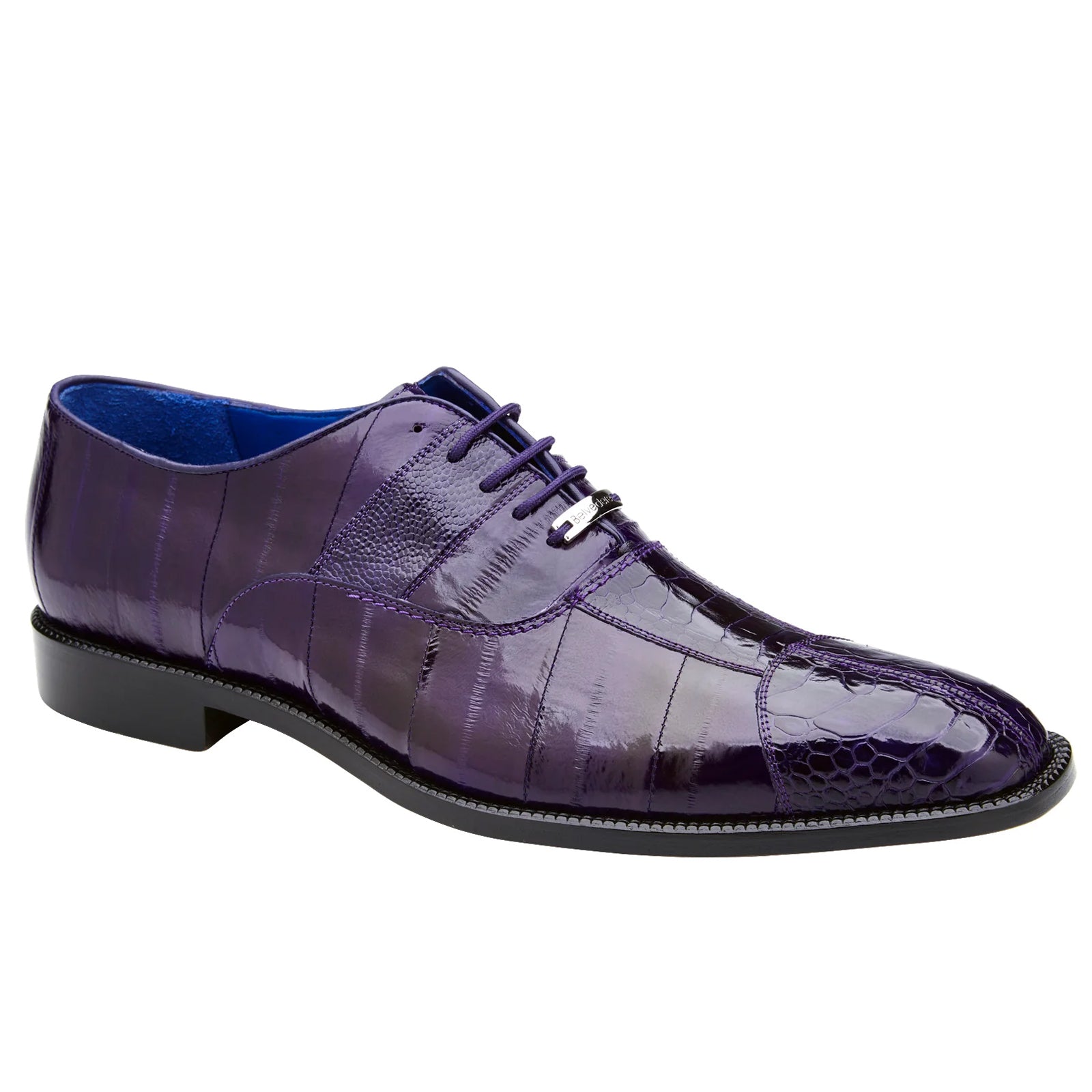 Men’s Belvedere Mare Ostrich Leg & Eel Skin Dress Shoe in Purple