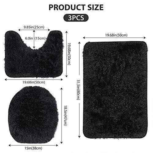 3 Piece Thicken 0.4 Bath Rugs Set Contour Mat + Toilet Seat Cover