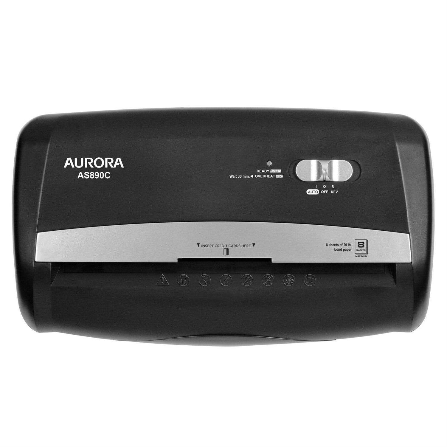 Aurora as890c 8-Sheet Cross-Cut Paper/Credit Card Shredder with Basket