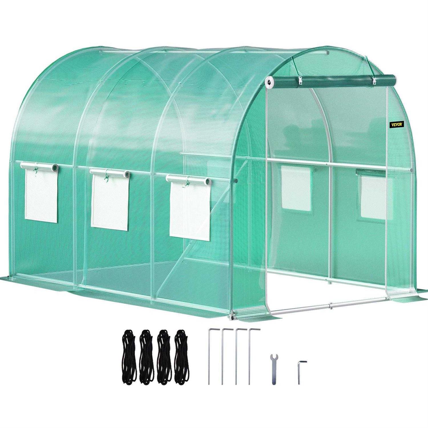 VEVOR 7 ft Walk-in Tunnel Greenhouse Portable Plant Hot House w/ Galvanized Steel Hoops