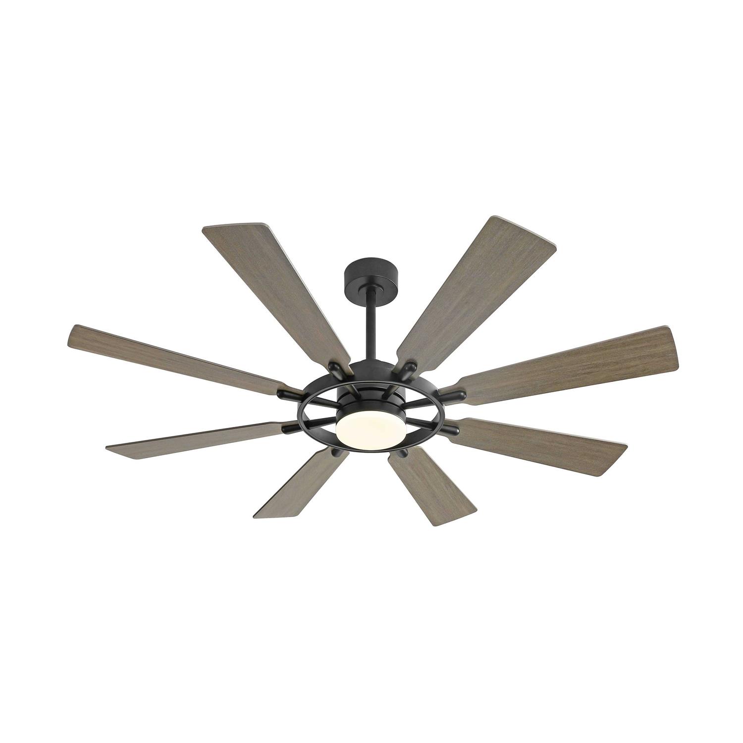 WINGBO 8 Blades LED Indoor Black and Ceiling Fan with Remote